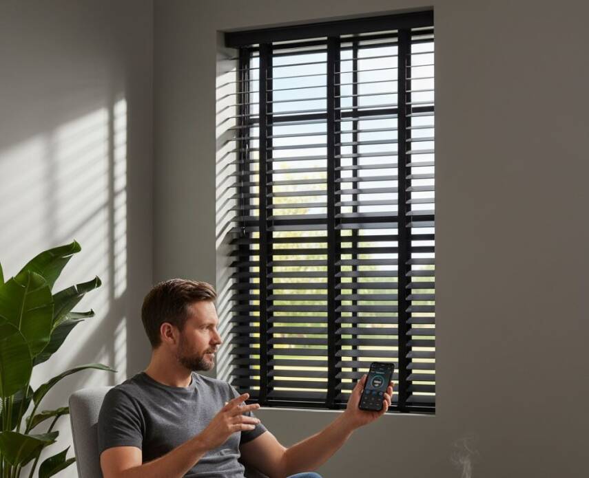 AKILLI MOTORLU AHŞAP JALUZİ, Uzaktan kontrol, Zaman ayarlı, 50mm,  % 100 orjinal ahşap jaluzi - 15