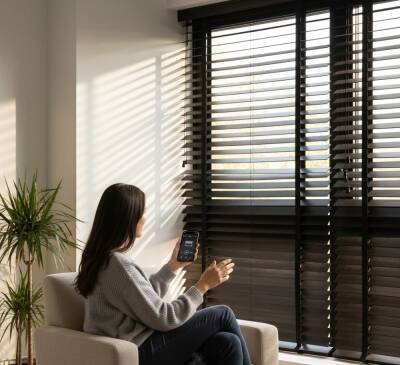 AKILLI MOTORLU AHŞAP JALUZİ, Uzaktan kontrol, Zaman ayarlı, 50mm,  % 100 orjinal ahşap jaluzi - 16