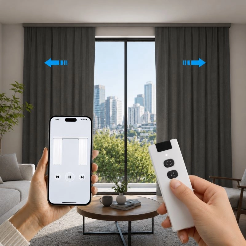 Şarjlı Akıllı Perde Motoru, Kumandalı, wi-fi+Rf, Kornişe Montaj tuya uyumlu