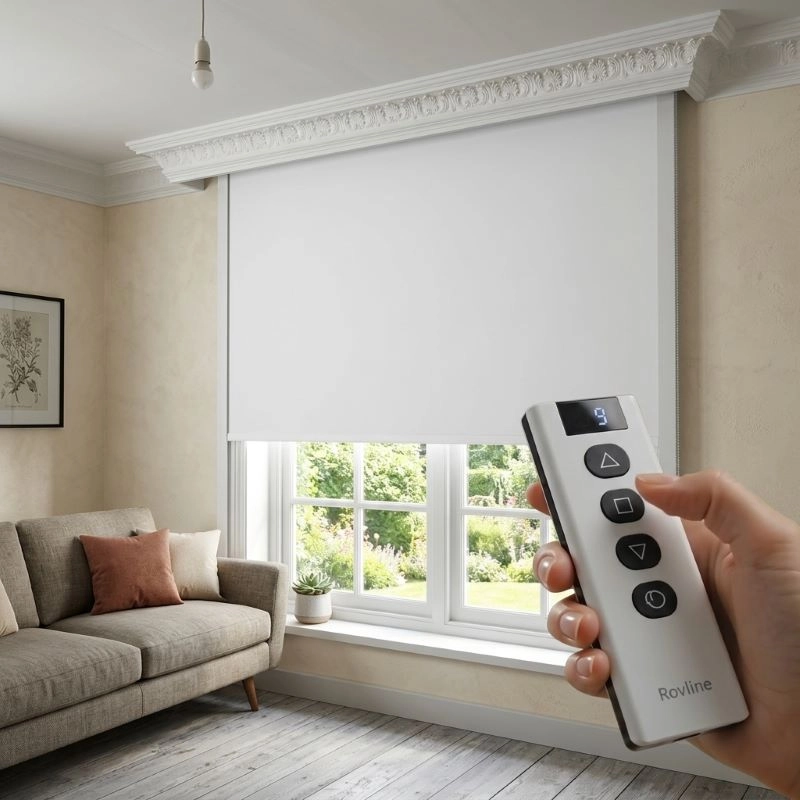 Motorlu Stor Perde, Blackout(Karartma), Kumanda, Telefon Ve Sesle Kontrol,  Wi-Fi+Rf, Beyaz Renk,