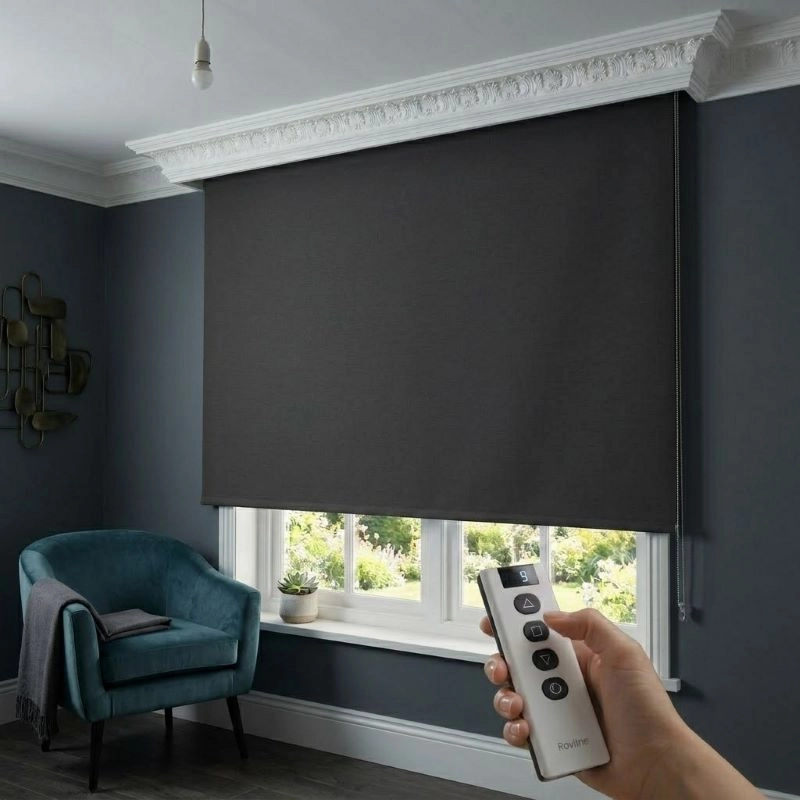 Motorlu Stor Perde, Blackout(Karartma), Kumanda, Telefon Ve Sesle Kontrol,  Wi-Fi+Rf, Antrasit Renk,