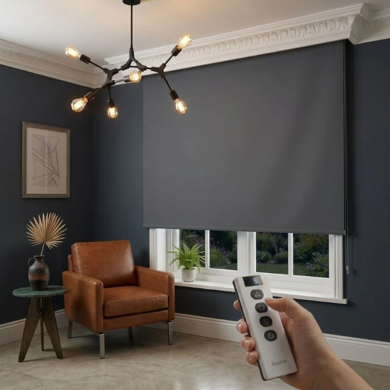 Motorlu Stor Perde, Blackout(Karartma), Kumanda, Telefon Ve Sesle Kontrol,  Wi-Fi+Rf, Füme Renk,