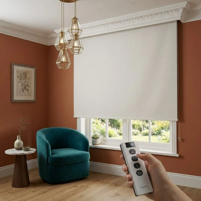 Motorlu Stor Perde, Blackout(Karartma), Kumanda, Telefon Ve Sesle Kontrol,  Wi-Fi+Rf, Ekru Renk,