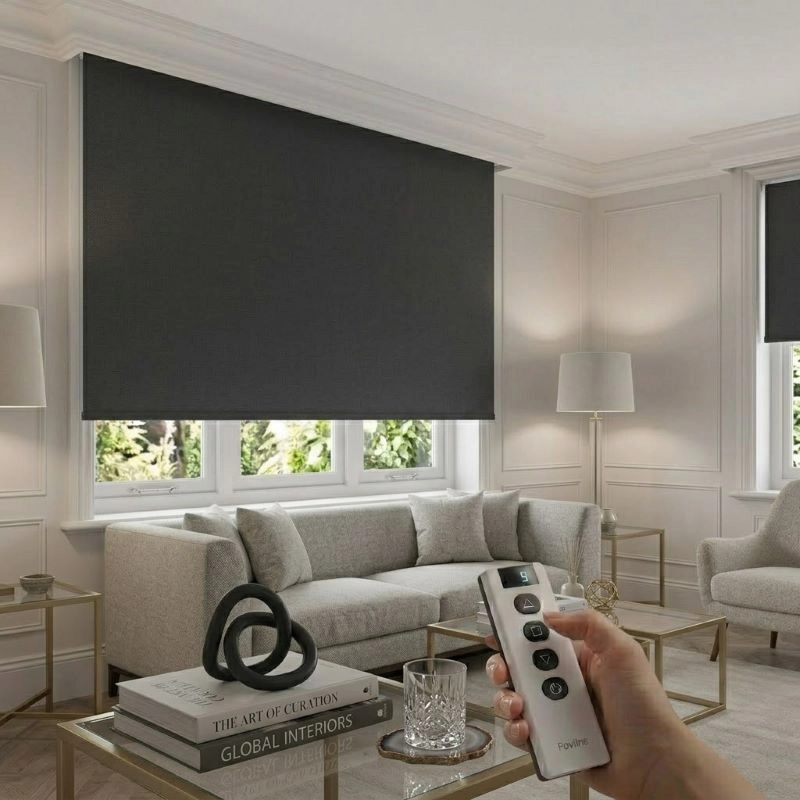 Motorlu Stor Perde, Blackout(Karartma), Kumanda, Telefon Ve Sesle Kontrol,  Wi-Fi+Rf, Antrasit Renk,