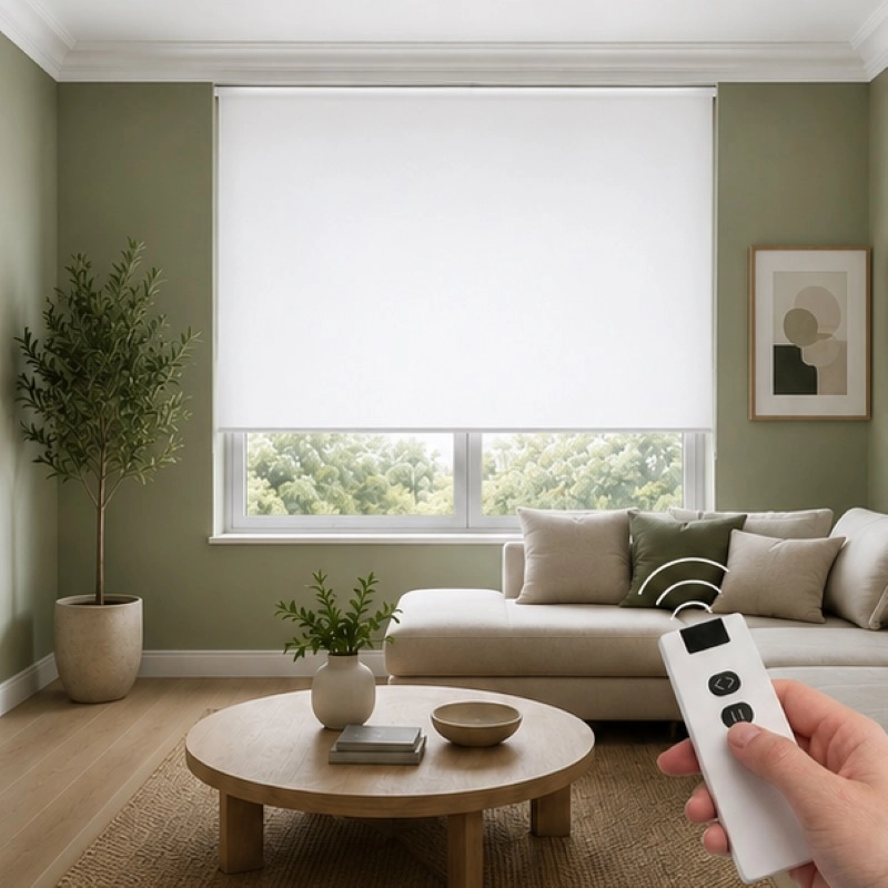 Motorlu Stor Perde,  Kumanda, Telefon Ve Sesle Kontrol,  Wi-Fi+Rf, Beyaz Renk,