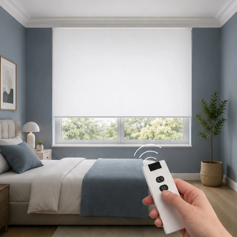 Motorlu Stor Perde,  Kumanda, Telefon Ve Sesle Kontrol,  Wi-Fi+Rf, Beyaz Renk,