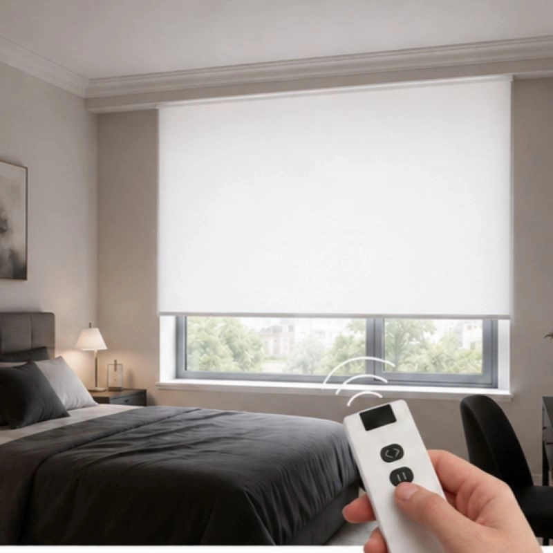 Şarjlı Motorlu Stor Perde,  Kumanda, Telefon Ve Sesle Kontrol,  Wi-Fi+Rf, Beyaz Renk,