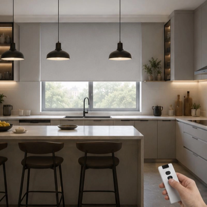 Motorlu Stor Perde,  Kumanda, Telefon Ve Sesle Kontrol,  Wi-Fi+Rf, Açık Gri Renk,