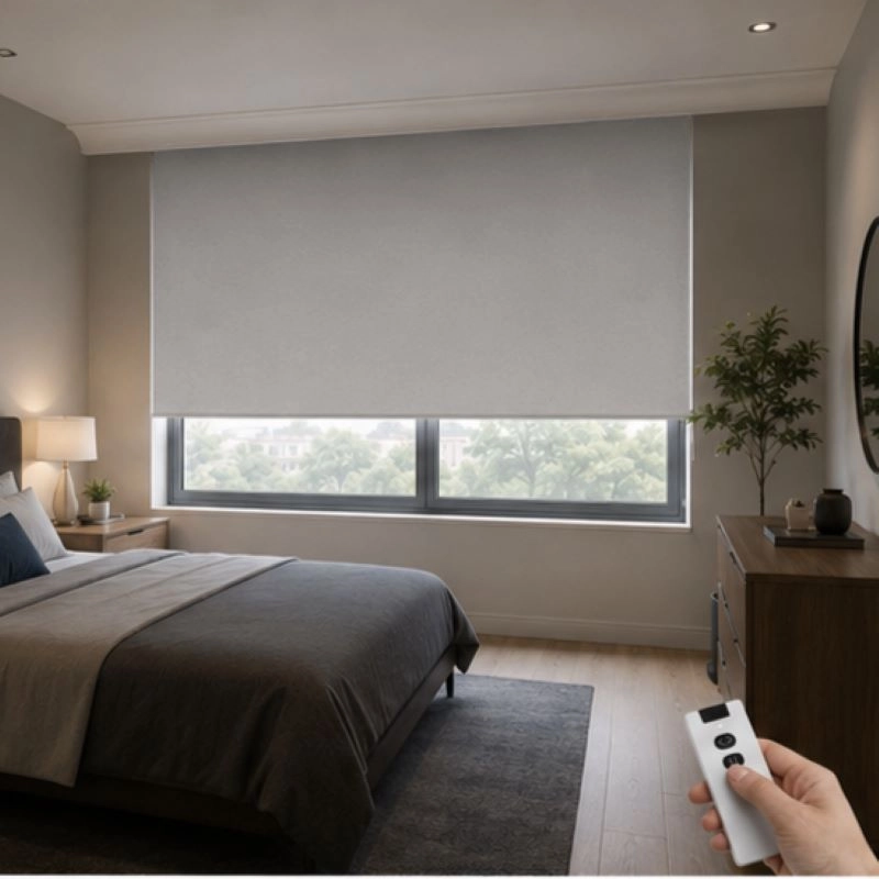 Motorlu Stor Perde,  Kumanda, Telefon Ve Sesle Kontrol,  Wi-Fi+Rf, Açık Gri Renk,