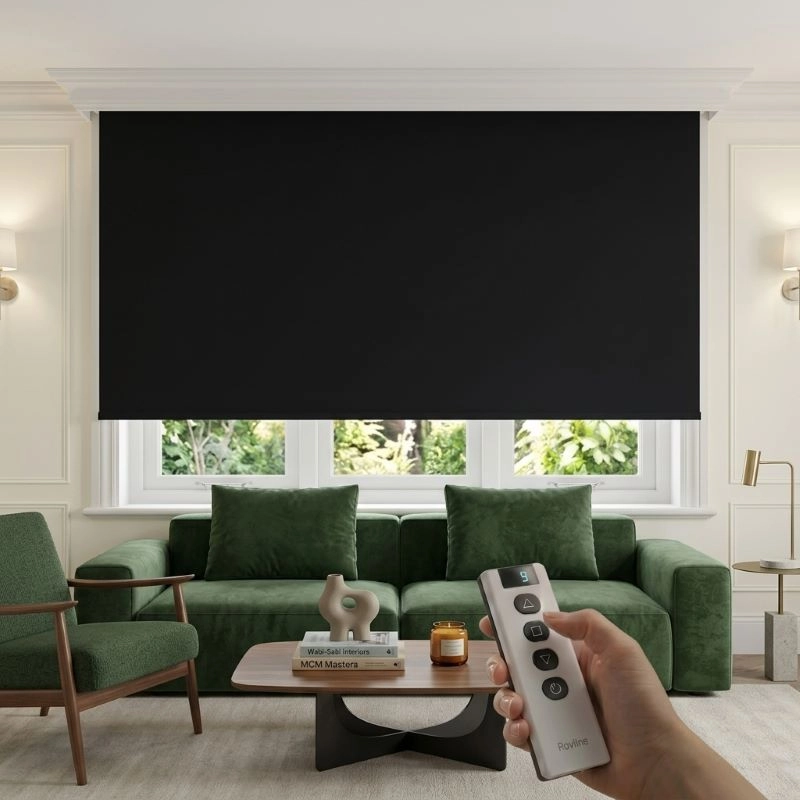 Motorlu Stor Perde, Blackout(Karartma), Kumanda, Telefon Ve Sesle Kontrol,  Wi-Fi+Rf, Siyah Renk,