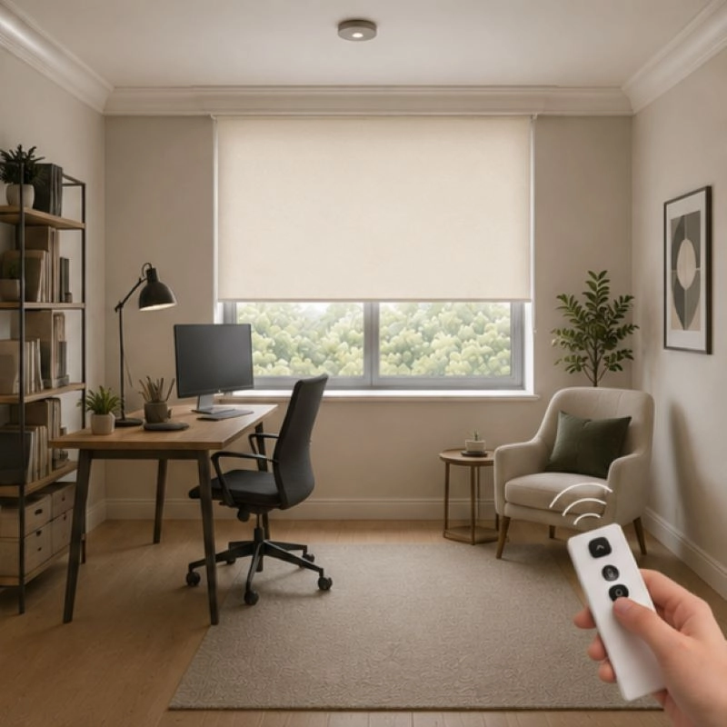 Motorlu Stor Perde,  Kumanda, Telefon Ve Sesle Kontrol,  Wi-Fi+Rf, Krem Renk,
