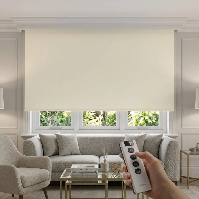 Motorlu Stor Perde, Blackout(Karartma), Kumanda, Telefon Ve Sesle Kontrol,  Wi-Fi+Rf, Ekru Renk,