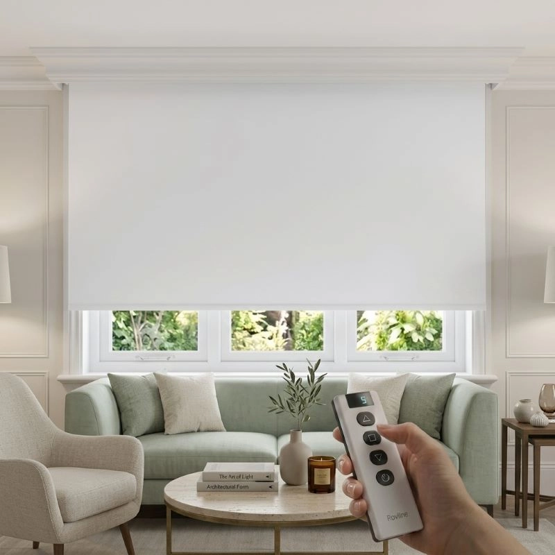 Motorlu Stor Perde, Blackout(Karartma), Kumanda, Telefon Ve Sesle Kontrol,  Wi-Fi+Rf, Beyaz Renk,