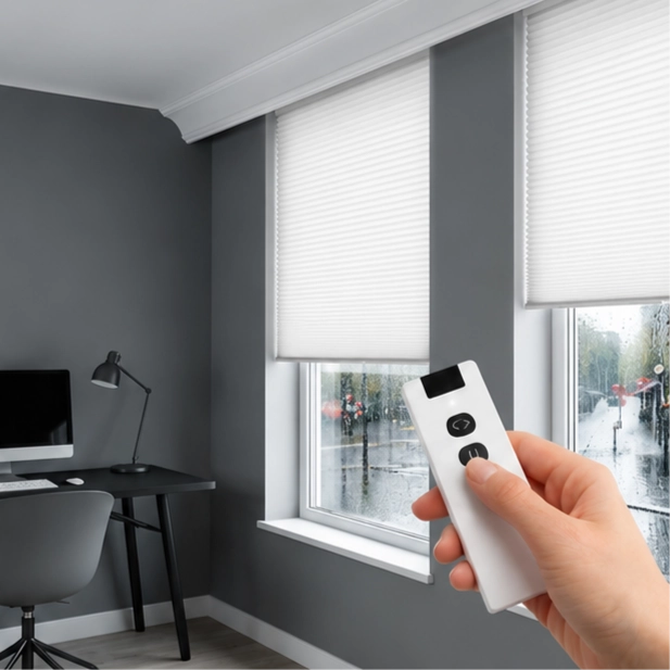 Şarjlı Motorlu HoneyComb (Blackout) Perde, 25mm,  Kumanda, Telefon Ve Sesle Kontrol,  Wi-Fi+Rf, 