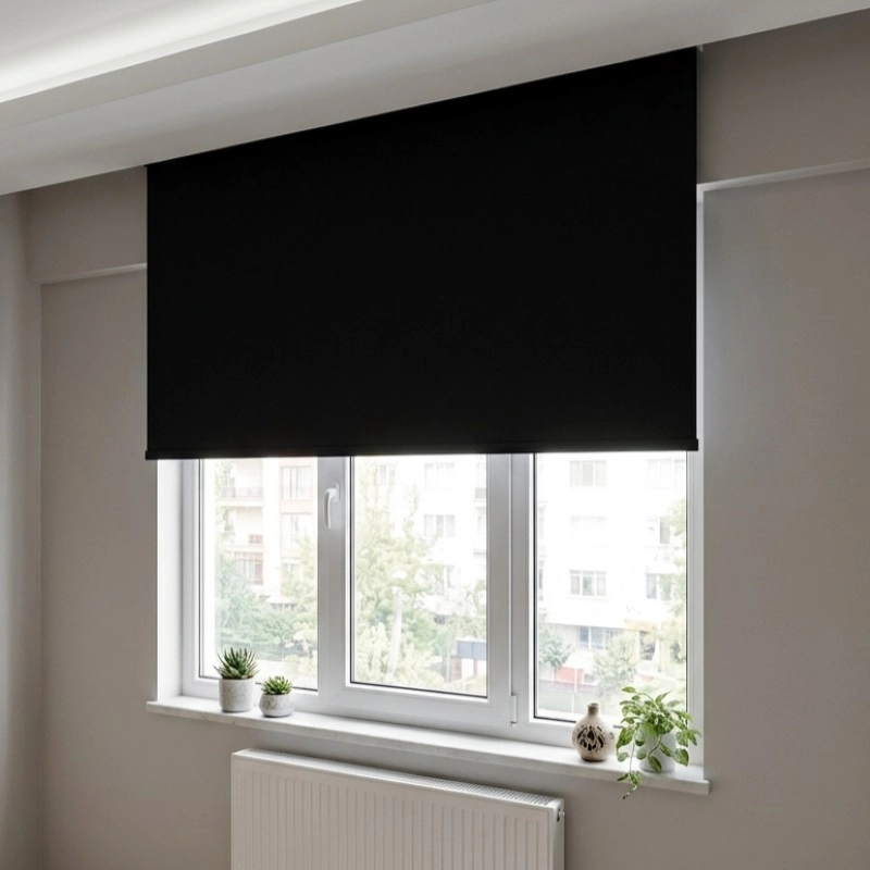 Motorlu Stor Perde, Blackout(Karartma), Kumanda, Telefon Ve Sesle Kontrol,  Wi-Fi+Rf, Siyah Renk,
