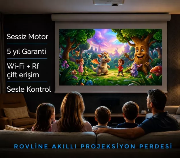 Akıllı Projeksiyon Perdesi, Kumandalı, wi-fi+Rf, tuya uyumlu