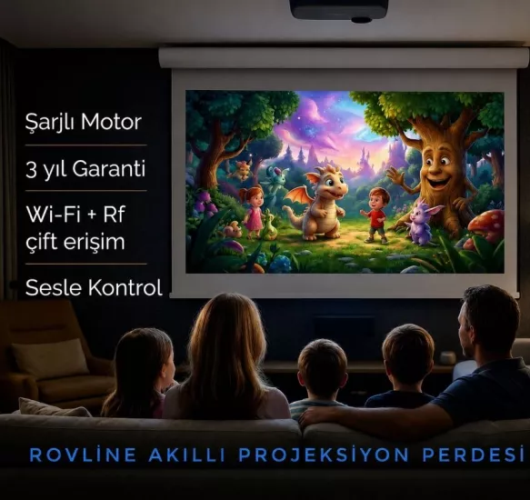 Şarjlı Akıllı Projeksiyon Perdesi, 260x190, Kumandalı, tuya uyumlu