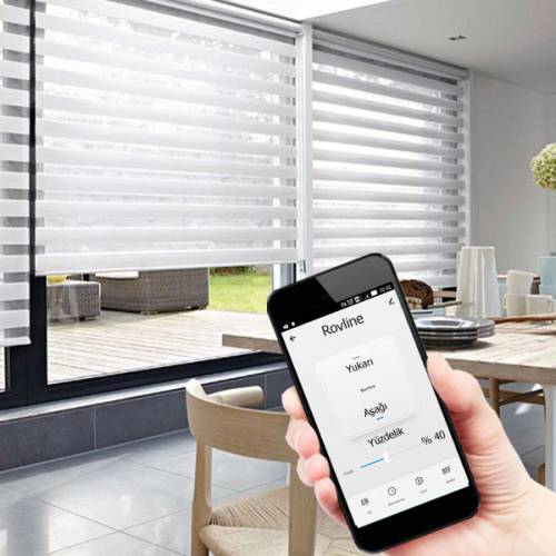 KUMANDALI AKILLI PERDE MOTORU RV200,ZAMAN AYARLI, TUYA UYUMLU, SESLİ KONTROL, WİFİ (Stor perde zincire montaj) - 3