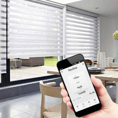 KUMANDALI AKILLI PERDE MOTORU RV200,ZAMAN AYARLI, TUYA UYUMLU, SESLİ KONTROL, WİFİ (Stor perde zincire montaj)  - 4