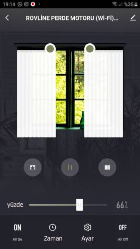 YANA AÇILIR AKILLI PERDE MOTORU RV300, ZAMAN AYARLI, TUYA UYUMLU, SESLİ KONTROL, WİFİ (Yana açılır perdeler için Kornişe montaj) - 2